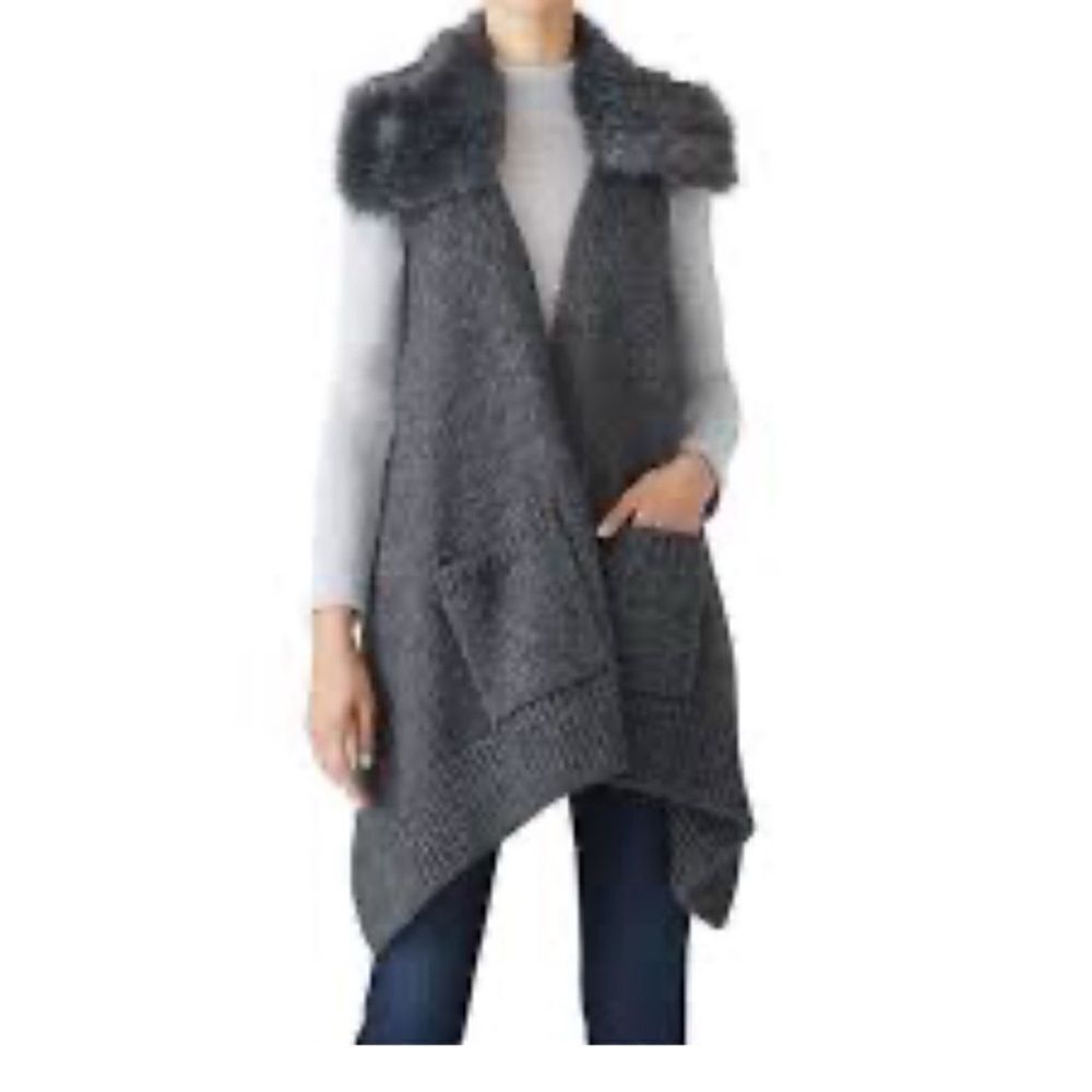 KF/Kaufmanfranco Gray Faux fur collar Sweater Vest size M
